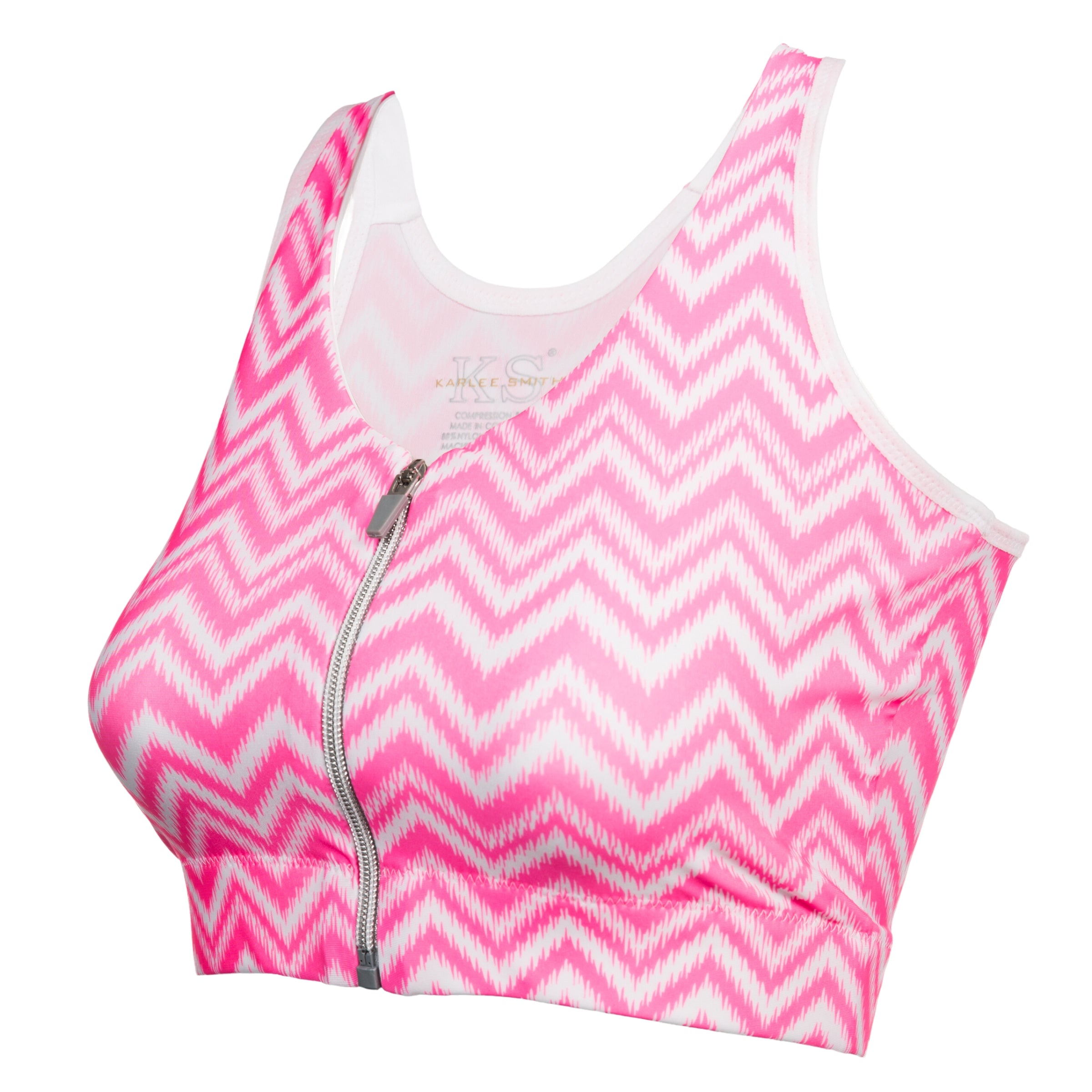 Sports Bra - Pink Zig Zag