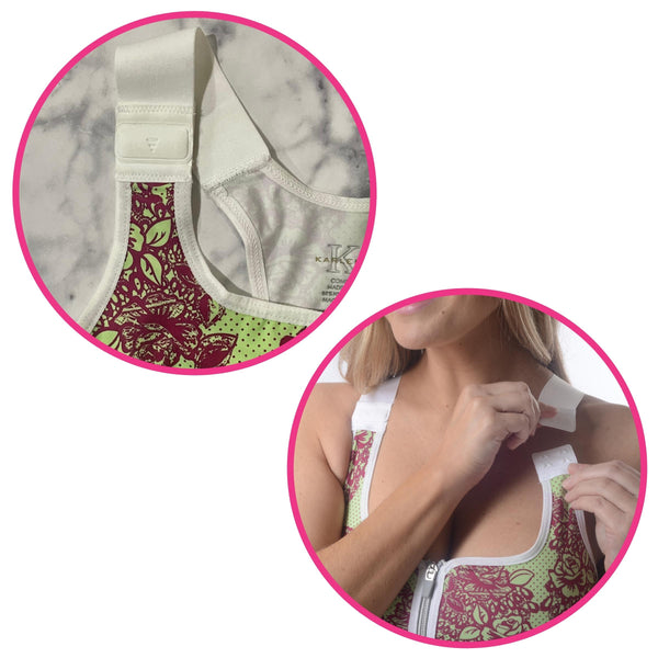 Surgical Support Snap Bra - Green Floral