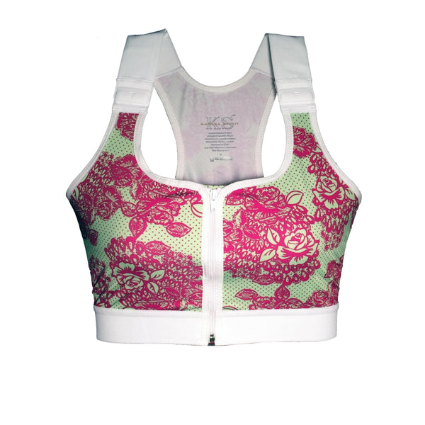 Surgical Support Snap Bra - Green Floral