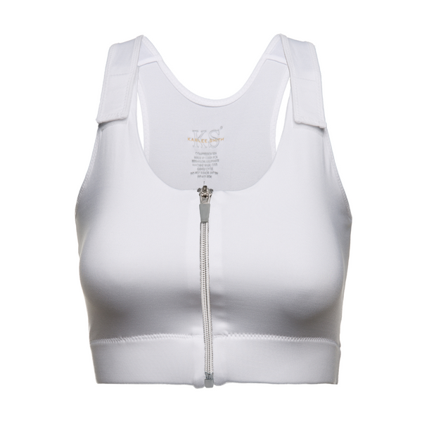 Womens Charcoal Post-Surgery Zip Front Sports Bra