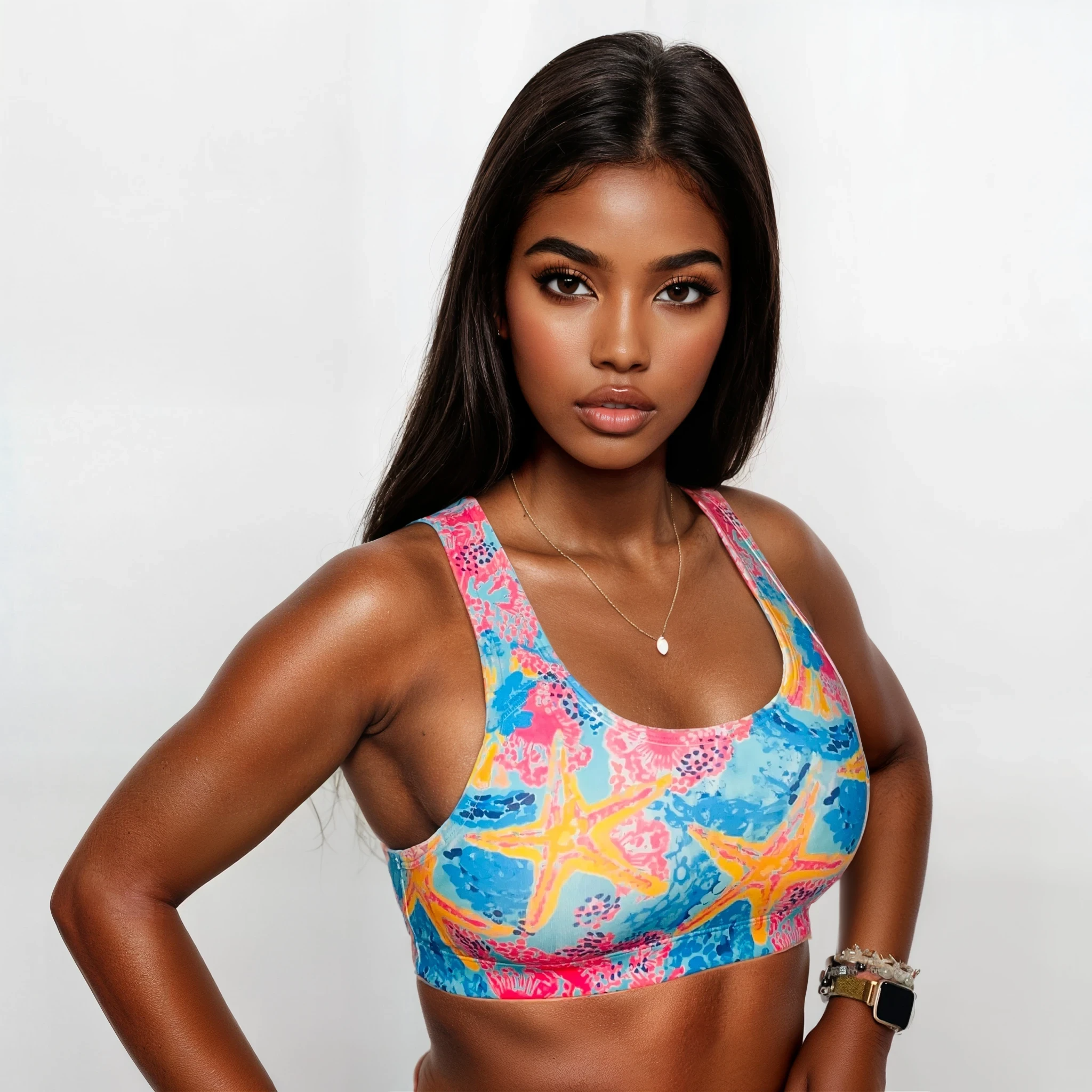 Compression Sports Bra - High Impact - Starfish Teal