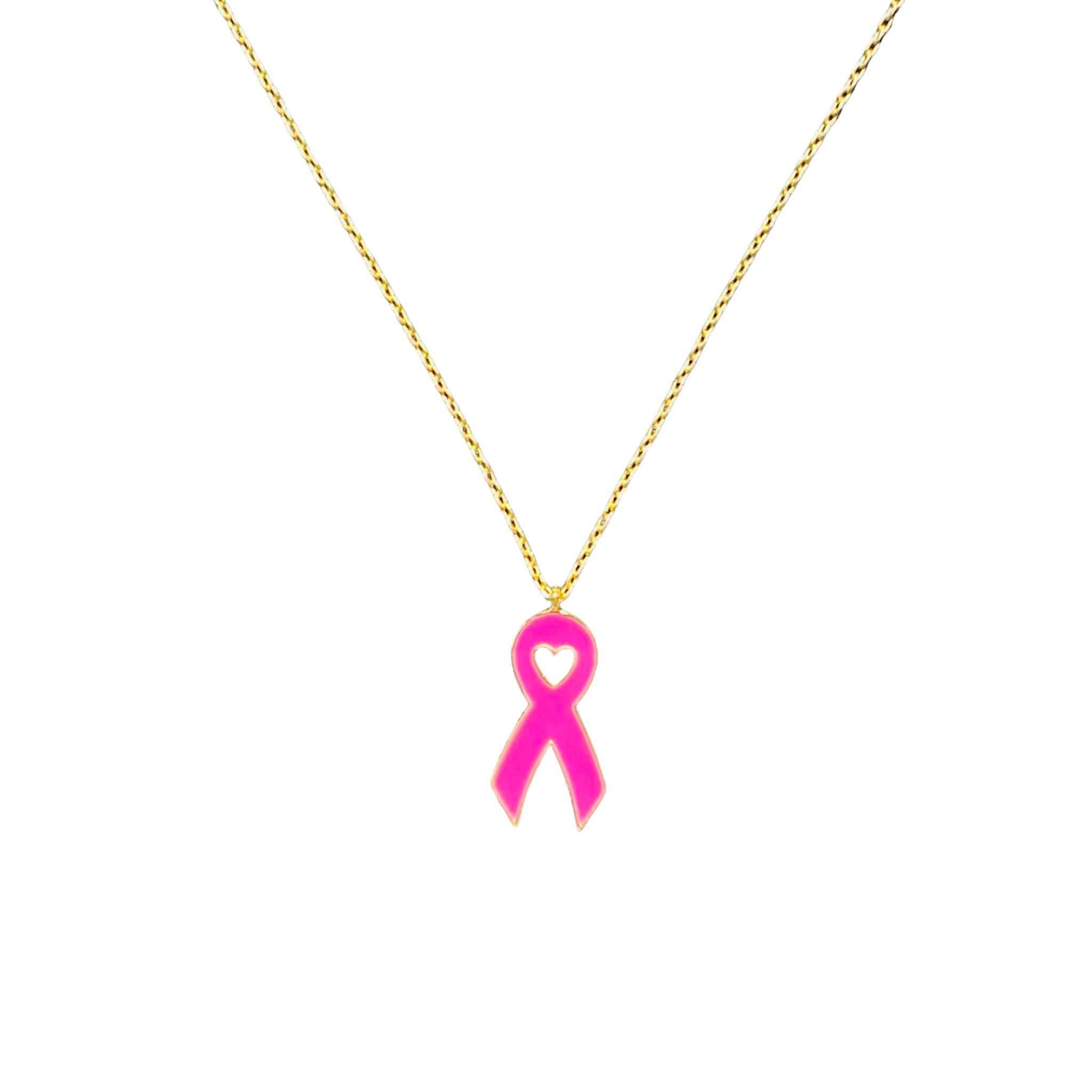 Pink Ribbon Charm Necklace