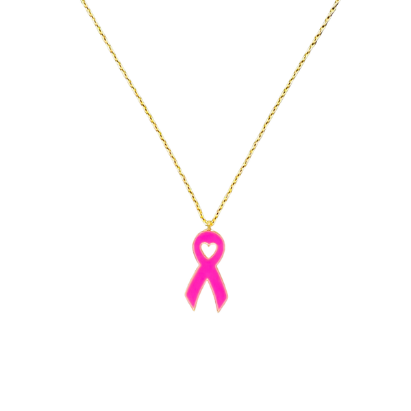 Pink Ribbon Charm Necklace
