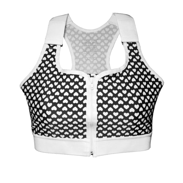 Surgical Support Bra - Black & White Hearts